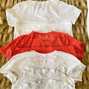 Lululemon *3* UV Protection Running Short Sleeve White & Orange Shirts size 6